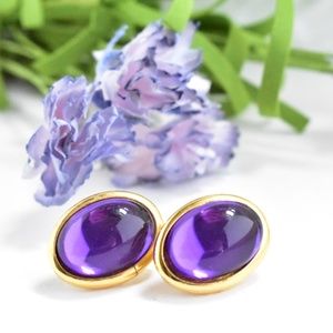 Purple Vintage Trifari Lucite Earrings